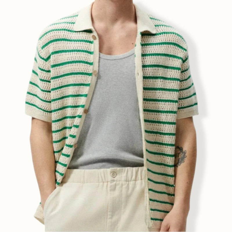 Montevideo Striped Knitted Button Up