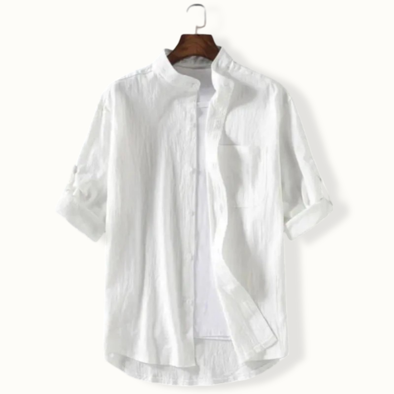 Lima Stand Collar Short Sleeve Button Up