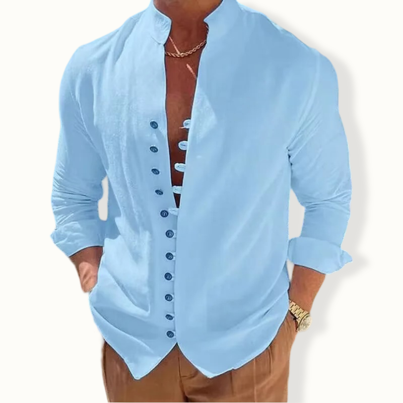 Conakry Lapel Button Solid Color Shirt
