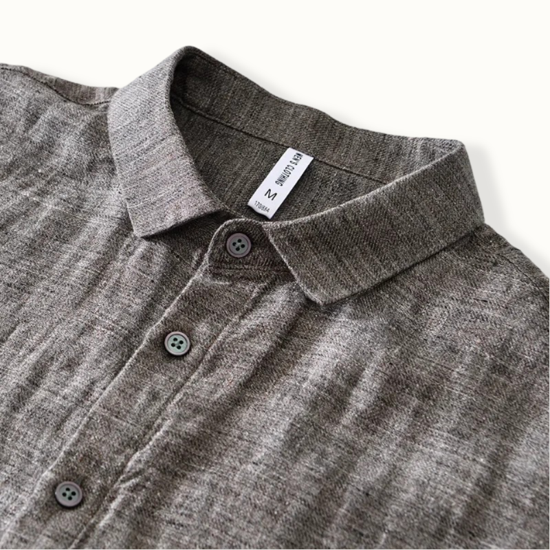 Caginec Linen Turn Down Button Up