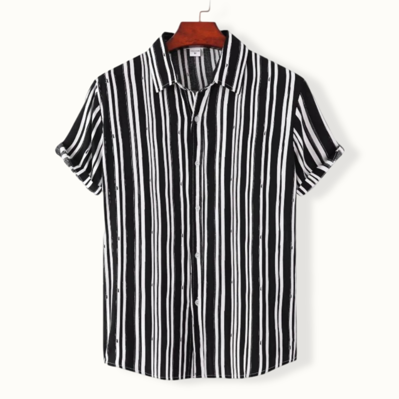 Caracas Striped Button Up with Turn Down Collar