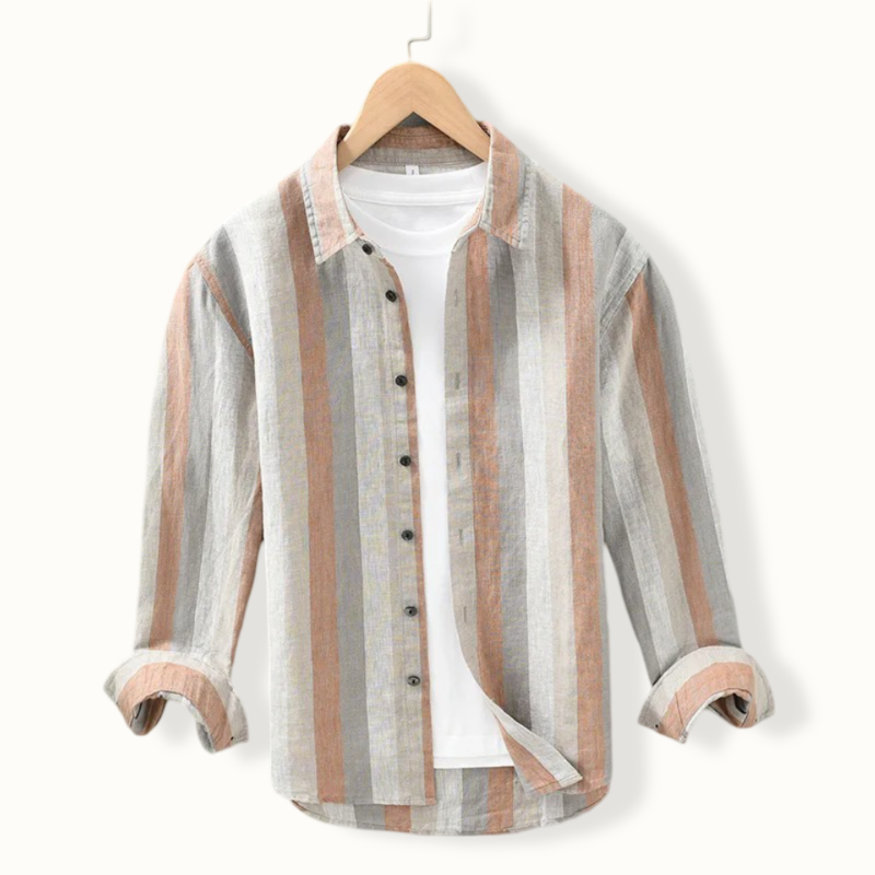 Paramaribo Long Sleeve Striped Linen Button Up