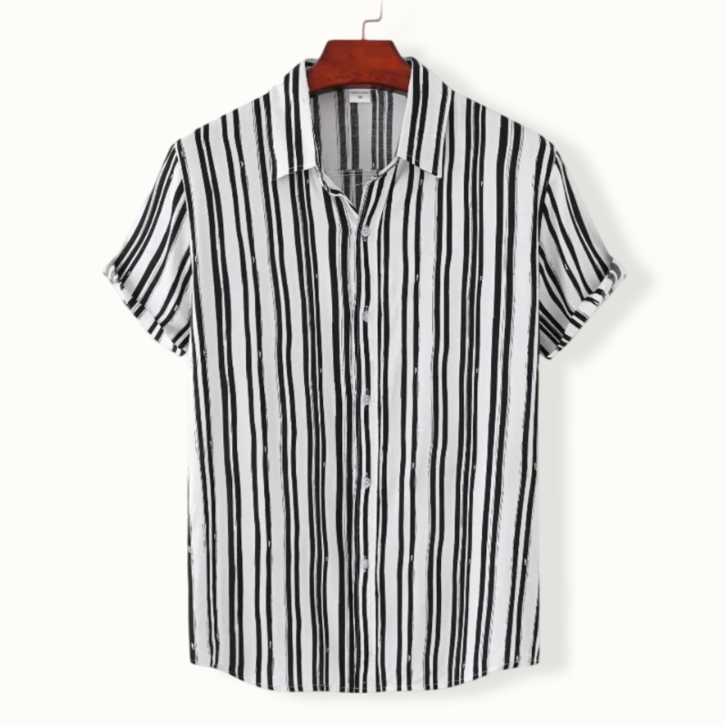 Caracas Striped Button Up with Turn Down Collar