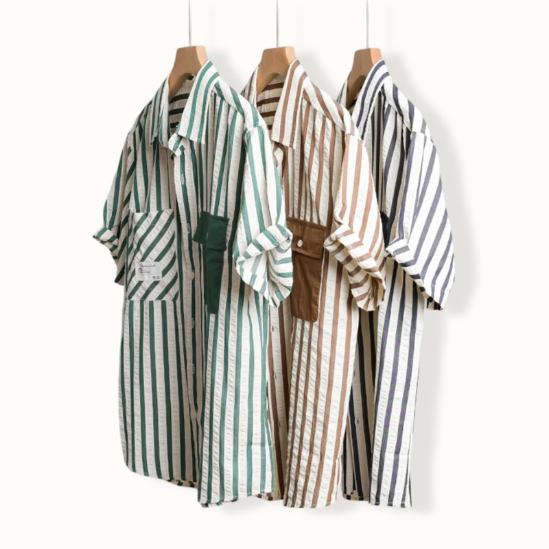 Arriach Patchwork Striped Button Up