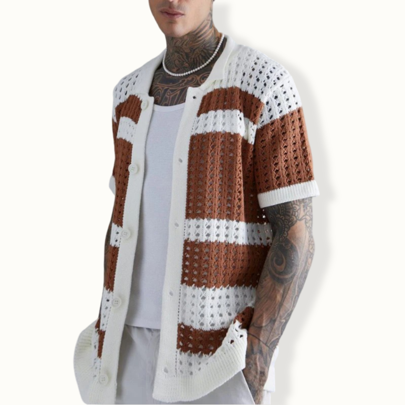 Ancona Patchwork Knitted Button Up