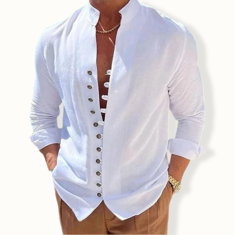 Conakry Lapel Button Solid Color Shirt